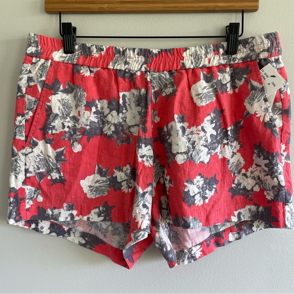 Kut From The Kloth Women's Jansen Printed Linen Short Coral Size 12